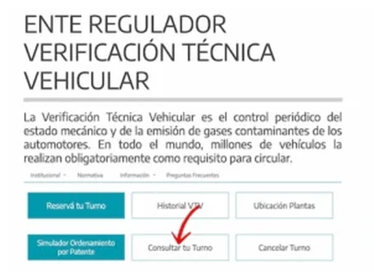 Paso 1 para consultar o cambiar el turno de la VTV en Saladillo